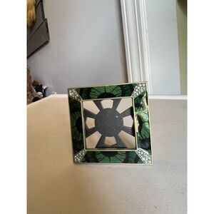 Jay Strongwater green Enamel Crystal 2-3/4" Picture Frame Stained Glass Designer